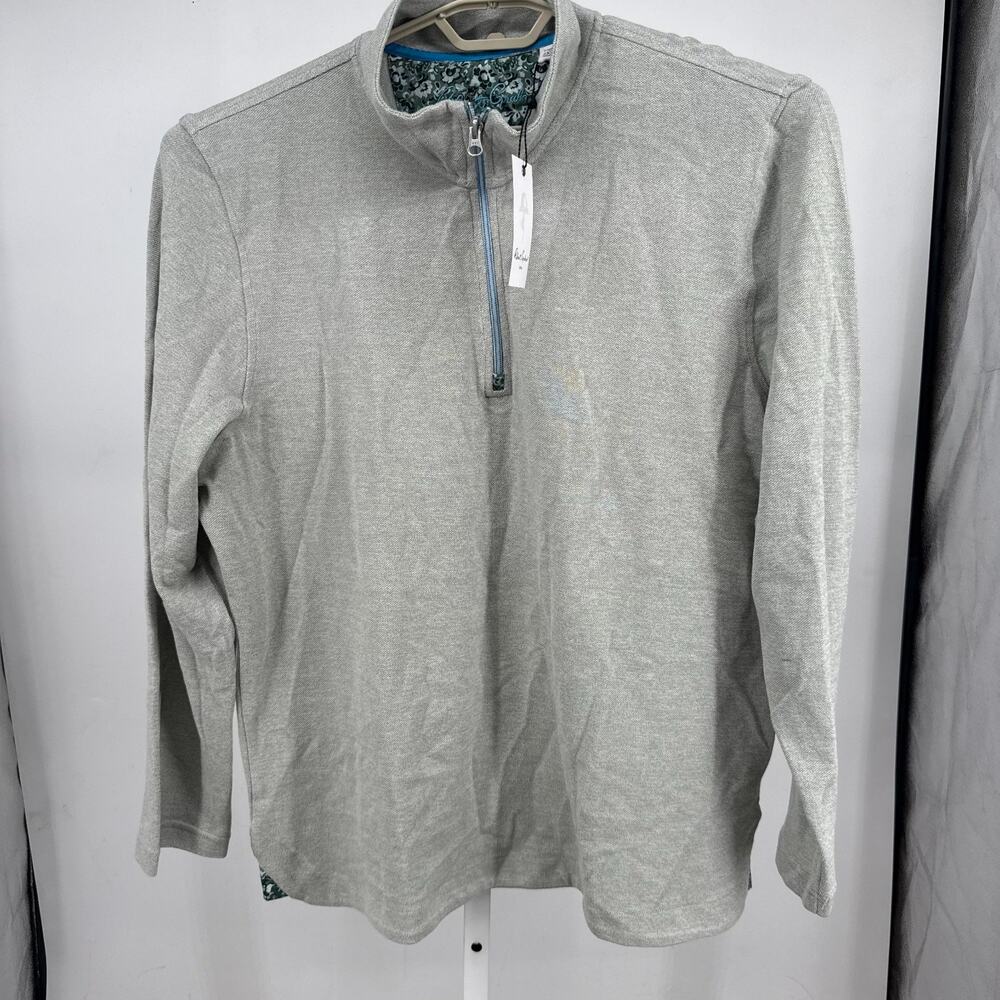 Robert Graham Hobson 1/4 Zip Pullover Men 2XL Seafoam Grey Classic Fit S2561 NWT